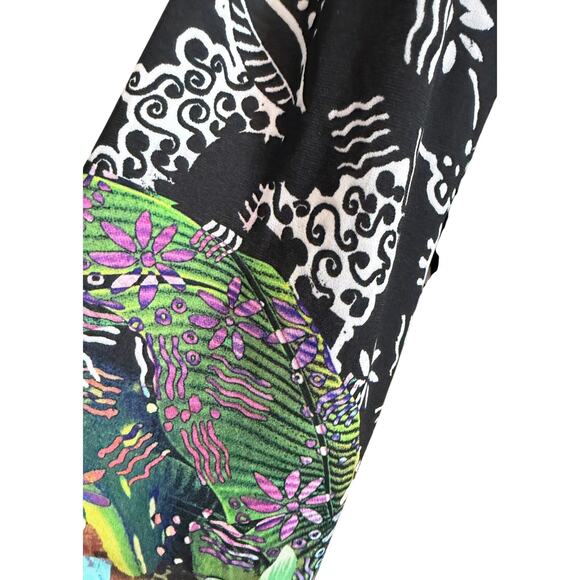 Slinky Brand XL Floral Open Front Cardigan Travel Knit 3/4 Sleeve Black Stretch - Picture 8 of 9